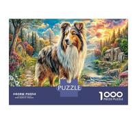 Sheltie in Scenic Landscape Jigsaw Puzzle Collie Sunset Field 1000 Pieces 100% Recycled Board for Adults Brain Training Concentration 52x38cm/1000pcs