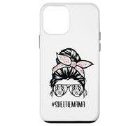 Sheltie Mom messy bun hair glasses, Shetland Sheepdog mom Case for iPhone 12 mini