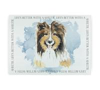 Sheltie Rectangular Glass Worktop Protector - Life's Better with a Dog Gift - Large Textured Kitchen Cutting Board Worktop Saver with Non-Slip Feet 39cm x 28.5cm (15" x 11")