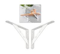 Shelve Bracket Heavy-Duty, Wall-Mounted Triangular Shelf Bracket, Durable Metal Floating Shelving Bracket, DIY Open Shelf Supports for Bathroom/Kitchen/Garden, 2 Pieces,White-20x30cm/7.9 * 11