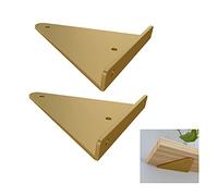 Shelve Support Bracket, 23x17cm/9.1 * 6.7in Wall-mounted Shelf Bracket, 2x Golden Heavy Duty Triangular Shelving Brackets, Concealed Floating Shelf Bracket,Black-23x17cm/9.1 * 6.7in (Gold 23x17cm/9.1