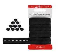 Shelver Elastic with Buttonhole for Sewing Adjustable Waistbands to Children's Trousers or Maternity Wear, Button Extenders with 10 Buttons