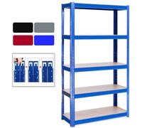 Shelves for Storage, Garage Racking Shelving Unit, 5 Tier Heavy Duty Shelf Unit for Shed Warehouse Workshop Garden, H 150 x W 70 x D 30 Cm, Blue, Metal & MDF Boltless Assembly System