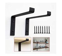 Shelving Brackets,Shelf Brackets,Black Shelf Bracket 2PCS, Industrial Floating Shelves Brackets with Lip, Metal Wall Mounted Shelving Support(6inch(15cm))