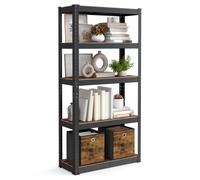 Sturdy Adjustable Shelving Unit with Rustic Brown Finish
