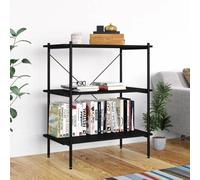 Shelving Unit Black 80x40x92 cm Engineered Wood & Steel 3-Tier Industrial Style