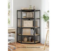 Shelving Unit, Corner Shelf 5-Tier, Heavy Duty Metal Units For Room, Warehouse, Ink Black And Natural Beige