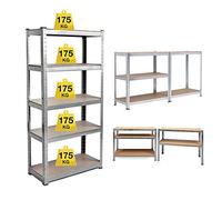 Shelving Unit for Garages and Sheds 180x90x40cm Racking Storage Shelves Metal Shelving 5 Tier Boltless Garage Storage Shelving Adjustable Shelf Easy Assembling Total Capacity 875KG -Galvanised