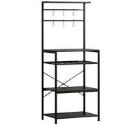 Shelving Unit Freestanding Industrial 6 Hooks Wine Rack 59 x 40 x 143.5 cm Black