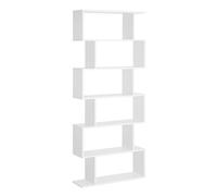 Shelving Unit S-Shaped 6-Tier White Particle Board 80x23x192cm Asymmetrical Slim
