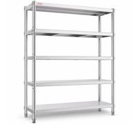 Vevor Stainless Steel Shelves 48X18.5 Inch 5 Tier Adjustable Shelf Storage Unit Stainless Steel Rack Shelving Heavy Duty
