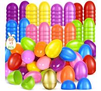 Shemira 60 PCS 2.3 inch Plastic Easter Eggs plus 1 Golden Easter Eggs, Plastic Eggs Bulks for Easter Basket Stuffer, Easter Party Favor, Easter Hunt, Classroom Prize