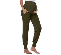 Shen&Qege Maternity Pants Over The Belly Lounge Sweatpants Stretchy Comfy Pregnancy Trousers with Pockets Army Green