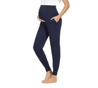 Shen&Qege Maternity Pants Over The Belly Lounge Sweatpants Stretchy Comfy Pregnancy Trousers with Pockets Navy