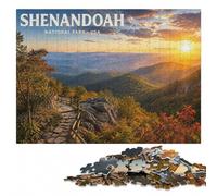 Shenandoah National Park Vintage Travel Jigsaw Puzzle, 500 Pieces | For adults: Adult Jigsaw Puzzle - sorting by colour, shape or image area at home.