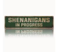 Shenanigans In Progress Signs Retro Metal Tin Sign Funny Farmhouse Home Wall Decor Goth Kitchen Gothic 6x16 Inch
