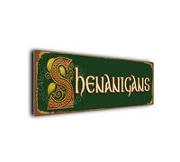 Shenanigans Sign with Celtic Knotwork Lettering | Durable Aluminium Composite Plaque | Funny Irish Pub & Home Bar Wall Decor | Gift from Ireland