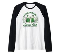 Shenanigans Social Club St Patricks Day Green Beer Raglan Baseball Tee