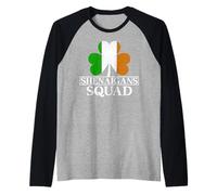 Shenanigans Squad Shamrock Shirt Irish Flag St Patrick's Day Raglan Baseball Tee