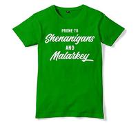 Shenanigans T Shirt St Patricks Day - Prone to Shenanigans and Malarkey Funny Irish Shirt - Paddy's Day Gift Idea - Shamrock Clover Tee, Irish Green, XL - Mens