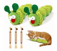 ShenBay FT Caterpillar Catnip Cat Toys with 3 Matatabi Sticks for Cats | Soft chenille plush with gall fruit tail detail encourages cuddling, chewing and everyday enrichment for kittens and adults.