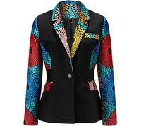 SHENBOLEN Women African Print Coat Kente Top, B, M