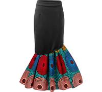 Shenbolen Women African Print Skirt Ankara Maxi Skirts - - Large