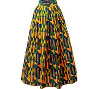 Shenbolen Women African Traditional Costume Ankara Print Skirt Dashiki Long Skirts (Large,D)