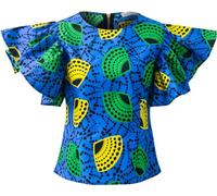 SHENBOLEN Women Kente Print Shirt African Tradition Top, E, 4XL