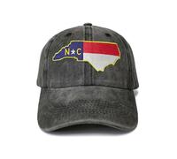 Shenbors Embroidered Baseball Hats, North Carolina Flag (Washed Black), One size