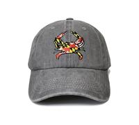 Shenbors Embroidered Maryland State Flag Crab Shaped Hats, Maryland Flag Crab Shaped (Washed Gray), One size