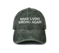 Shenbors Make Lying Wrong Again Hat, Gifts for Men Women, Army Green Adjustable Baseball Cap, Embroidered Cotton Snapback Dad Hat, Make Lying Wrong Again (Washed Army Green), One size