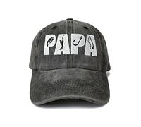 Shenbors Papa Fishing Hats, Papa (Fishing - Washed Black), One size