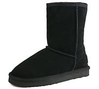 ShenDuo Women's Water Resistant Boots Leather Classic Mid-calf Snow Boots D5125 Black 6 UK 40