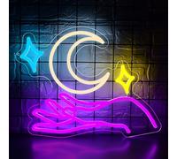 SHENEON Moon Neon Sign Star Hand-Painted LED Purple Preppy Style(CP034)