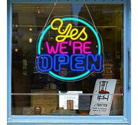 SHENEON Open Neon Signs for Wall Decor Text Led Sign for Business Decor Open Neon Sign for Shop Restaurant Coffee Manicure Store Bar Salon Grocery Store Dessert Store Opening 13.7 * 13.2in(XD-323)