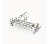 SHENGANG coat hangers, Trouser Hangers Clips 3pcs Aluminium Alloy Trouser Clip Wardrobe Space Saver Clothes Skirt Pants Drying Rack Adjustable Hangers (Color : 3pcs sliver)