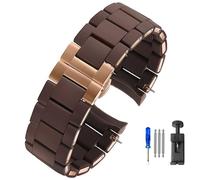 SHENGANG Silicone Watch Strap, for Armani Ar5920 5919 5859 5867 White Rubber Clad Steel Men Women Watchband Accessories 20mm23mm Wristband (Color : Brown-rose gold, Size : 23mm)