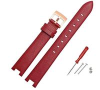 SHENGANG Watchband, for Swarovski Devil's Eye 5376812/42 5376830 Notch Female Genuine Leather Watch Strap Accessories (Color : Red-rose gold, Size : 12mm)