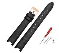 SHENGANG Watchband, for Swarovski Devil's Eye 5376812/42 5376830 Notch Female Genuine Leather Watch Strap Accessories (Color : Black-rose gold, Size : 12mm)