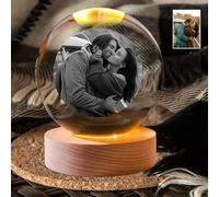 SHENGBEIDZ 2D Photo Crystal Ball, Personalized Custom Crystal Ball With Illuminated Base, Pet Memorial, Engraved Fashionable and Minimalist Design Glass Sphere with Your Image(6cm/2.36in)