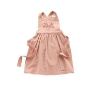 SHENGBEIDZ Personalized Kids Apron For Baking Cooking Painting, Toddler Aprons, Embroidered Name Custom Apron With Pockets, Little Chef, Christmas Birthday Gifts For Girl Boy(Pink,M(6-10 years old))