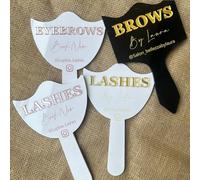 SHENGBEIDZ Personalized Lash And Brow Business Mirror, Custom Eyelash Photo Prop, Personalised Acrylic Handheld Lash Mirror With Name Gift For Beauty Girls Technician, Social Media Props(Black)