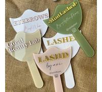 SHENGBEIDZ Personalized Lash And Brow Business Mirror, Custom Eyelash Photo Prop, Personalised Acrylic Handheld Lash Mirror With Name Gift For Beauty Girls Technician, Social Media Props(Beige)