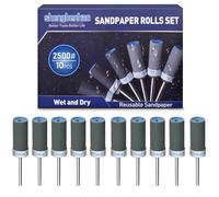 shengbenhao 10PCS 2500 Grit Sanding Drums Sandpaper Sticks Set Compatible with Dremel Rotary Tool Accessories with 1/8 inch Shank for Metal Rust Removal/Jade Polishing/Stone Grinding/Sanding