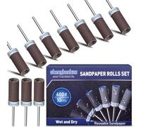 shengbenhao 10PCS 600 Grit Sanding Drums Sandpaper Sticks Set Compatible with Dremel Rotary Tool Accessories with 1/8 inch Shank for Metal Rust Removal/Jade Polishing/Stone Grinding/Sanding