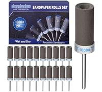 shengbenhao 20PCS 1000 Grit Sanding Drums Sandpaper Sticks Set Compatible with Dremel Rotary Tool Accessories with 1/8 inch Shank for Metal Rust Removal/Jade Polishing/Stone Grinding/Sanding