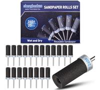 shengbenhao 20PCS 240 Grit Sanding Drums Sandpaper Sticks Set Compatible with Dremel Rotary Tool Accessories with 1/8 inch Shank for Metal Rust Removal/Jade Polishing/Stone Grinding/Sanding
