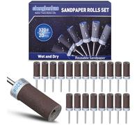 shengbenhao 20PCS 320 Grit Sanding Drums Sandpaper Sticks Set Compatible with Dremel Rotary Tool Accessories with 1/8 inch Shank for Metal Rust Removal/Jade Polishing/Stone Grinding/Sanding
