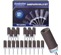 shengbenhao 20Pcs 800 Grit Sanding Drums Sandpaper Sticks Set Compatible with Dremel Rotary Tool Accessories with 1/8 inch Shank for Metal Rust Removal/Jade Polishing/Stone Grinding/Sanding